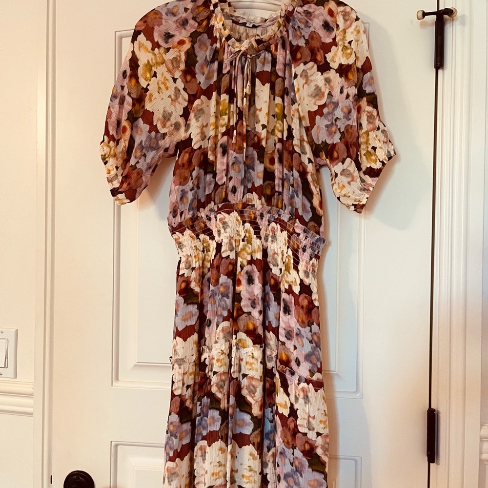 New Rails Painted Floral Print mini dress, feminine, peasant medium, Rails bag